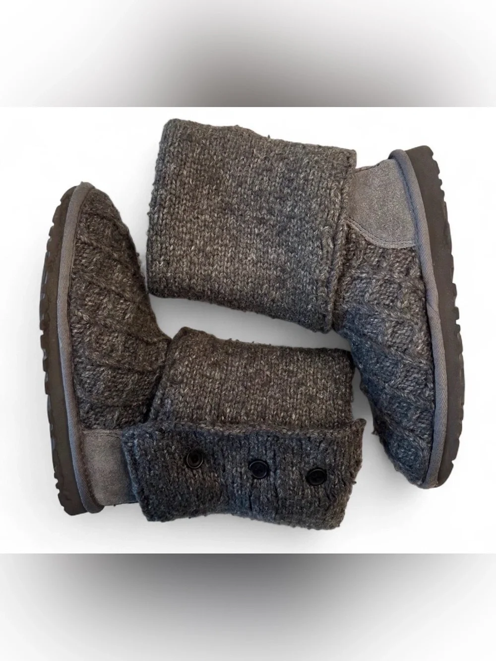 UGG Classic Cardy Lattice Knit Gray Convertible Boots Women’s 6